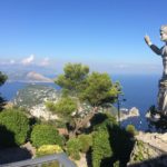 Capri's view and statue of Tiberio